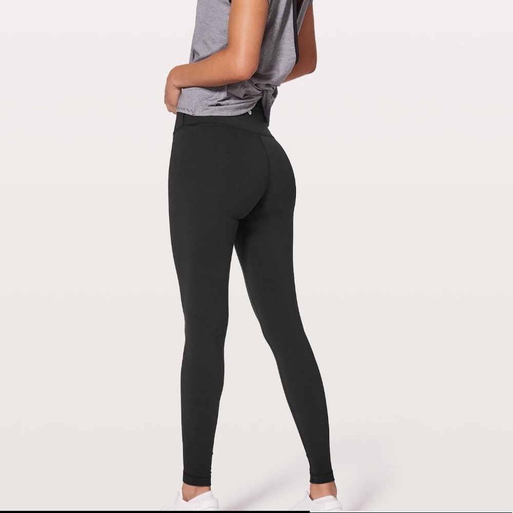 Wunder Under High-Rise with black LULULEMON on leg
